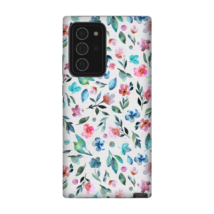 Galaxy Note 20 Ultra StrongFit Beautiful watercolor florals tossed on a textured background by Paula Ohreen