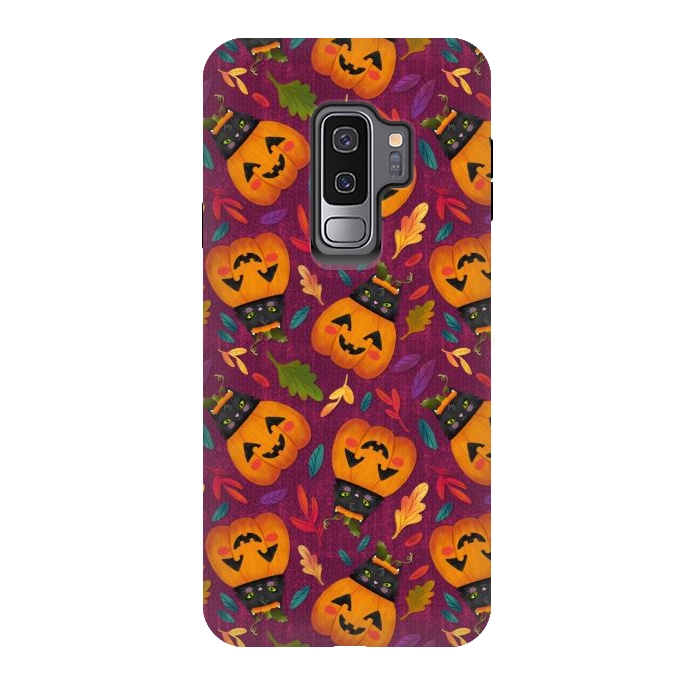 Galaxy S9 plus StrongFit Pumpkin Kitty by Noonday Design