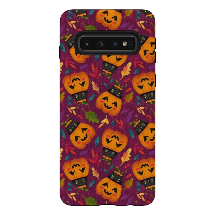 Galaxy S10 StrongFit Pumpkin Kitty by Noonday Design