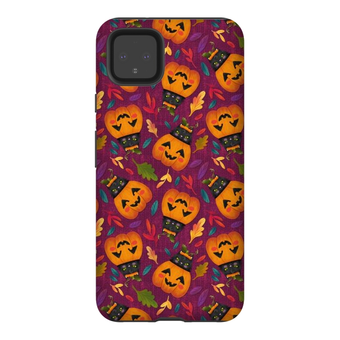 Pixel 4XL StrongFit Pumpkin Kitty by Noonday Design