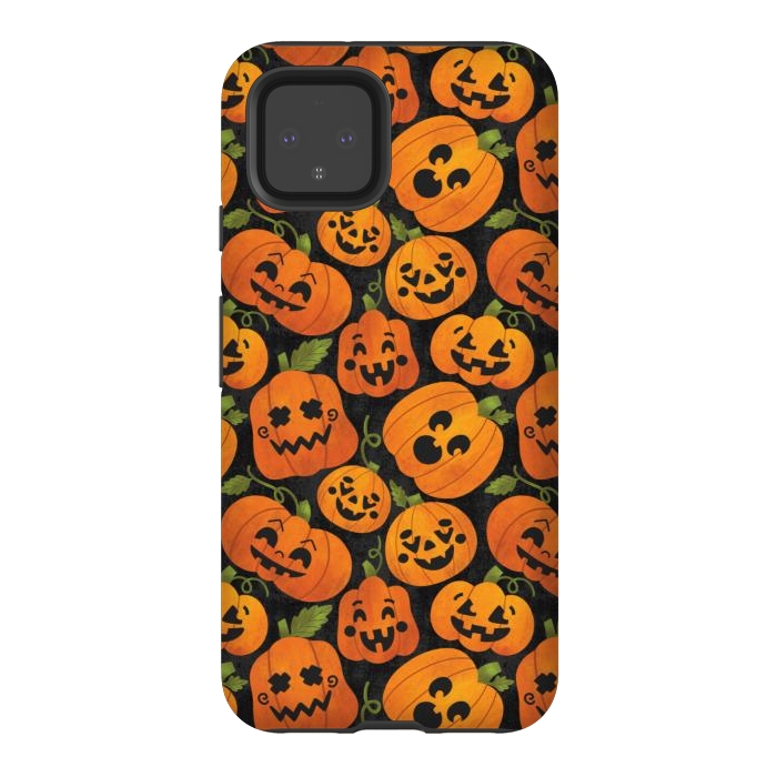 Pixel 4 StrongFit Funny Jack-O-Lanterns by Noonday Design