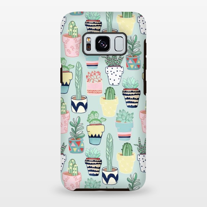 Galaxy S8 plus StrongFit Cute Cacti In Pots on Mint Green by Tangerine-Tane