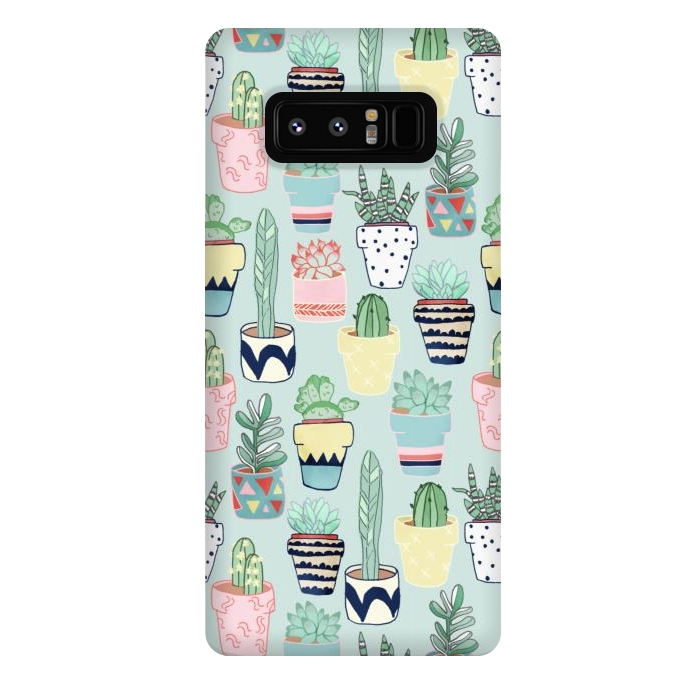 Galaxy Note 8 StrongFit Cute Cacti In Pots on Mint Green by Tangerine-Tane