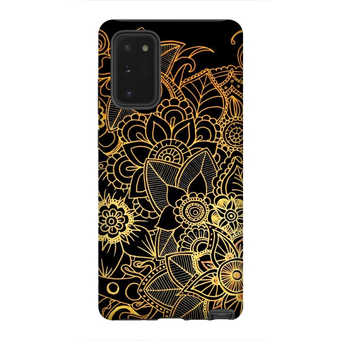 Galaxy Note 20 StrongFit Floral Doodle Gold G523 by Medusa GraphicArt