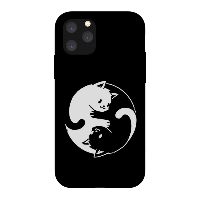 iPhone 11 Pro StrongFit Yin Yang Cat Black & White by Vó Maria