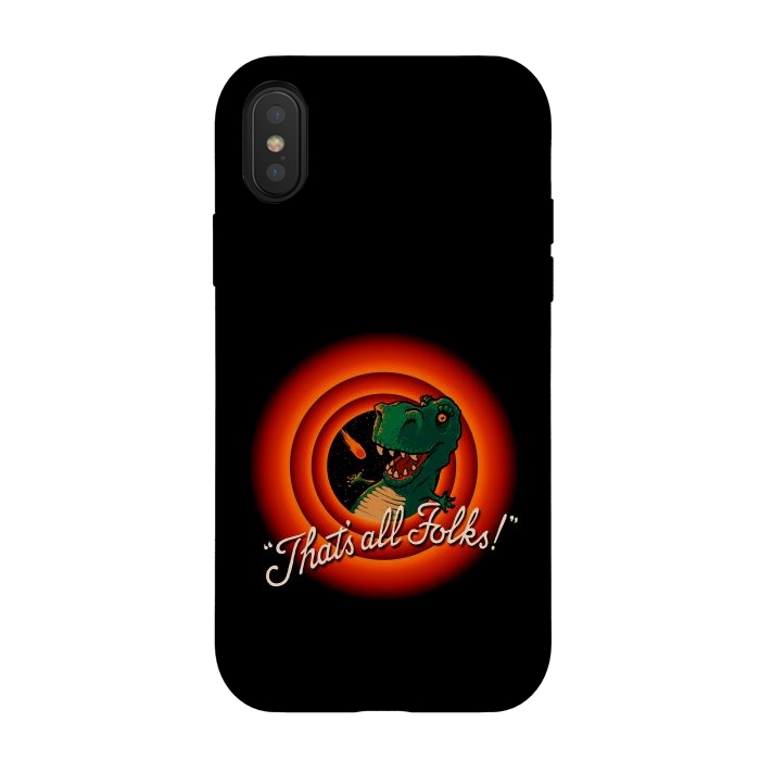 iPhone Xs / X StrongFit That's All Folks - T-Rex Dinosaur Extinction by Vó Maria