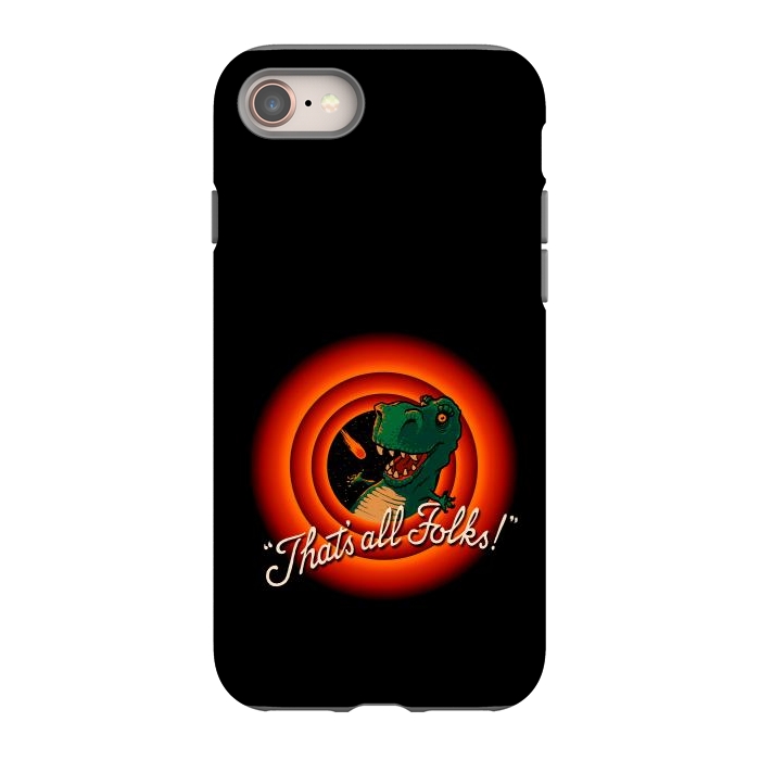 iPhone 8 StrongFit That's All Folks - T-Rex Dinosaur Extinction by Vó Maria