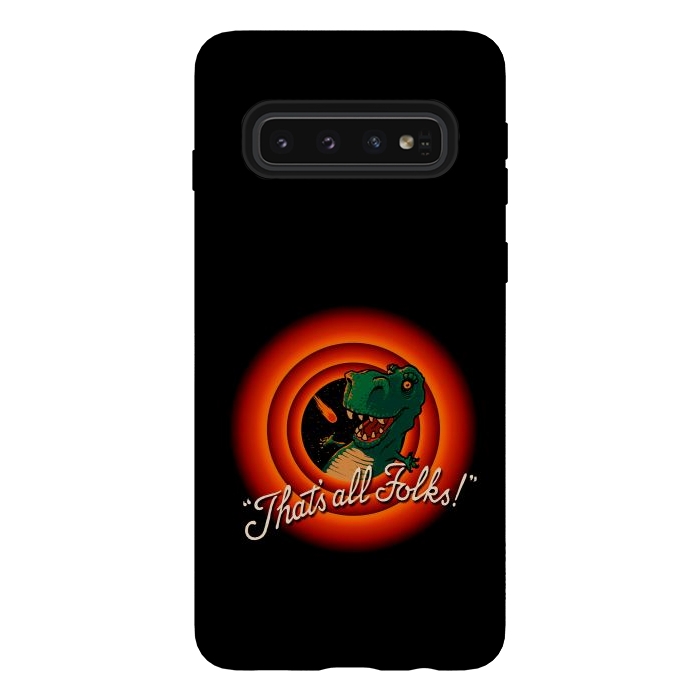 Galaxy S10 StrongFit That's All Folks - T-Rex Dinosaur Extinction by Vó Maria