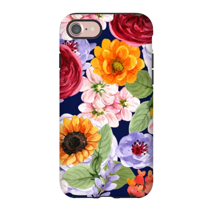 iPhone 7 StrongFit ORANGE PINK FLORAL PATTERN by MALLIKA