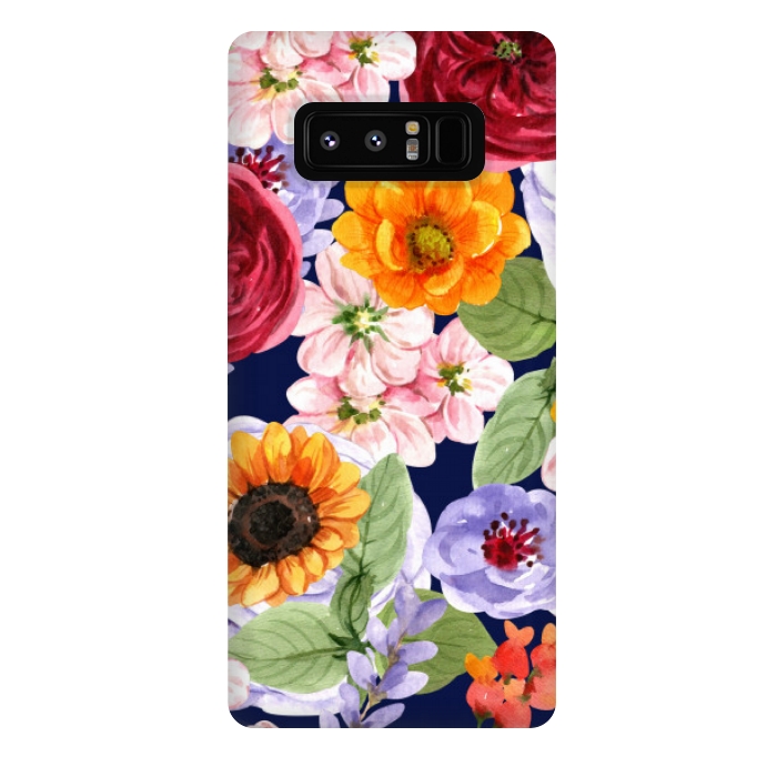 Galaxy Note 8 StrongFit ORANGE PINK FLORAL PATTERN by MALLIKA
