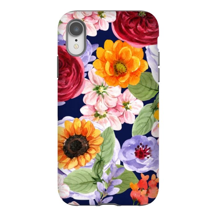 iPhone Xr StrongFit ORANGE PINK FLORAL PATTERN by MALLIKA