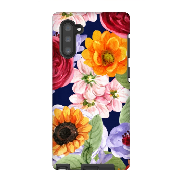 Galaxy Note 10 StrongFit ORANGE PINK FLORAL PATTERN by MALLIKA