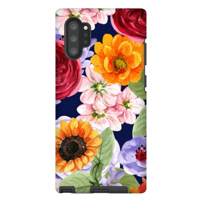 Galaxy Note 10 plus StrongFit ORANGE PINK FLORAL PATTERN by MALLIKA