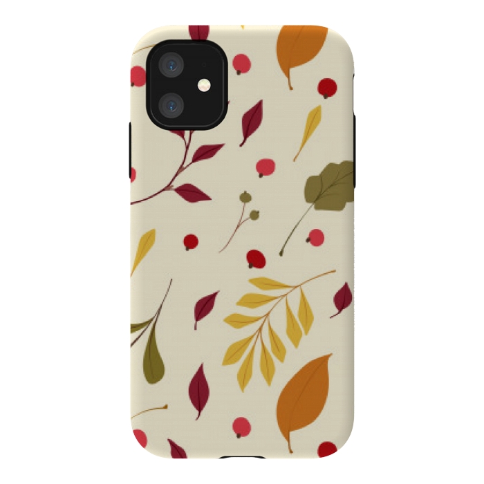 iPhone 11 StrongFit subtle autumn leaves pattern by MALLIKA