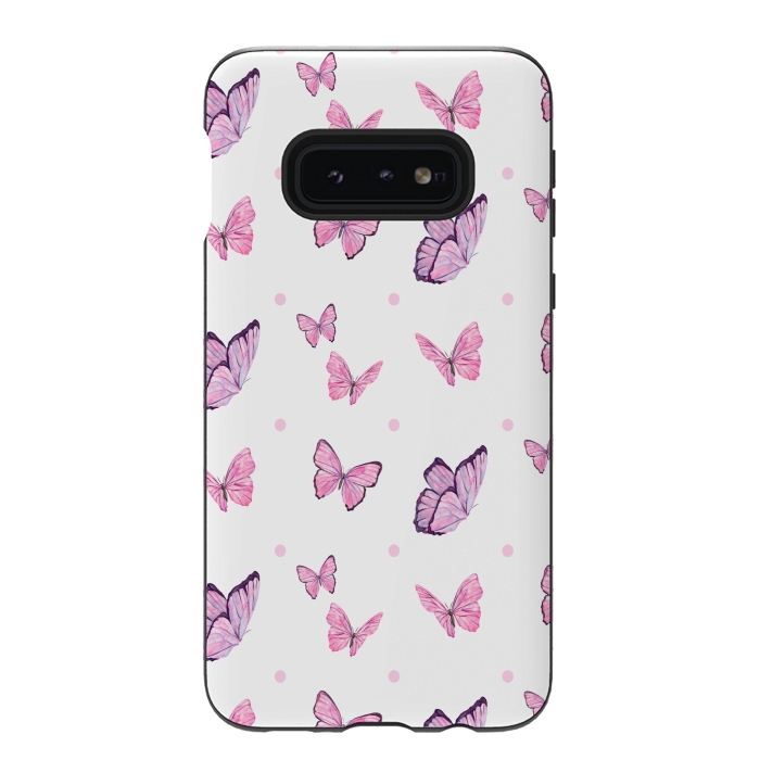 Galaxy S10e StrongFit CUTE PINK PURPLE BUTTERFLY PATTERN by MALLIKA