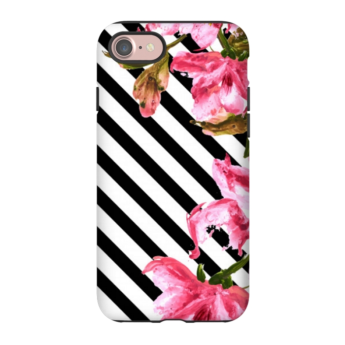 iPhone 7 StrongFit stripes pink tropical pattern by MALLIKA