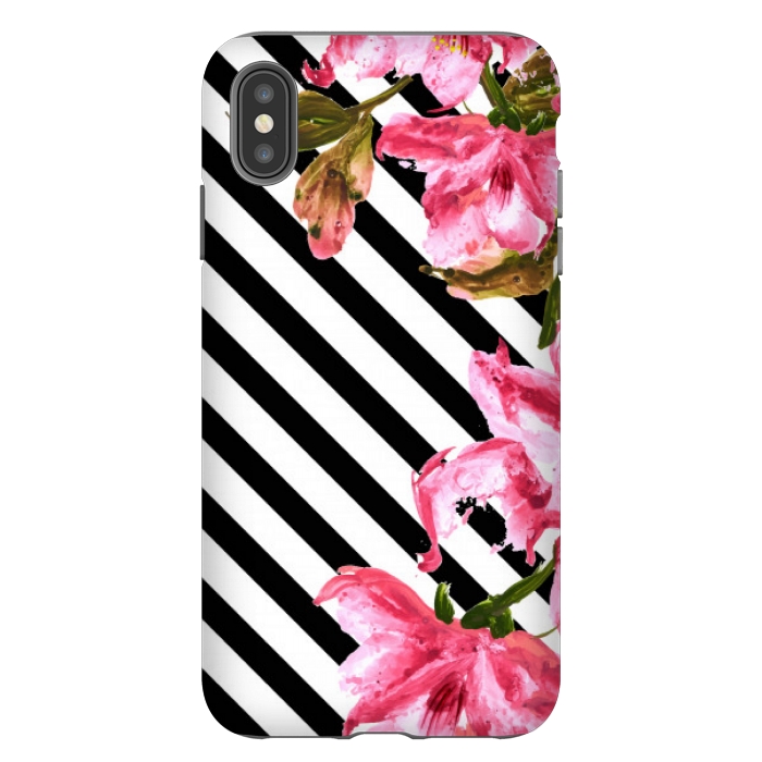 iPhone Xs Max StrongFit stripes pink tropical pattern by MALLIKA