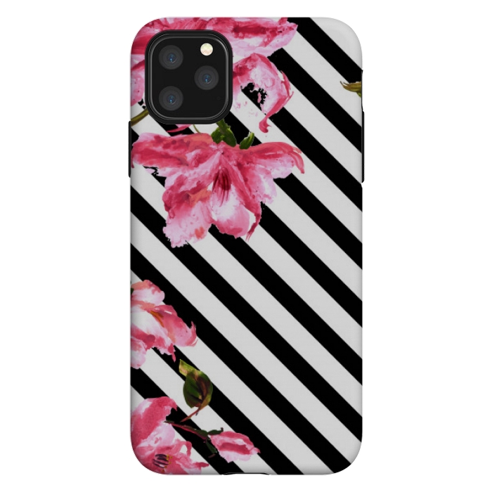 iPhone 11 Pro Max StrongFit stripes pink tropical pattern by MALLIKA