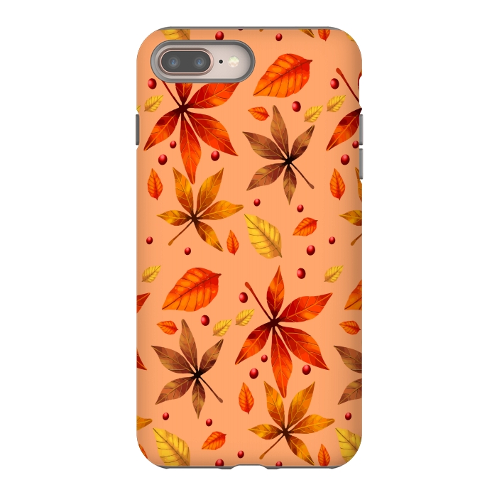 iPhone 7 plus StrongFit metallic autumn fall leaves by MALLIKA