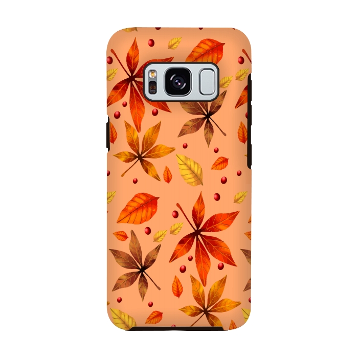 Galaxy S8 StrongFit metallic autumn fall leaves by MALLIKA