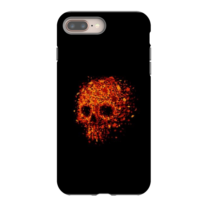 iPhone 7 plus StrongFit Autumn Skull - Fall Leaves by Vó Maria
