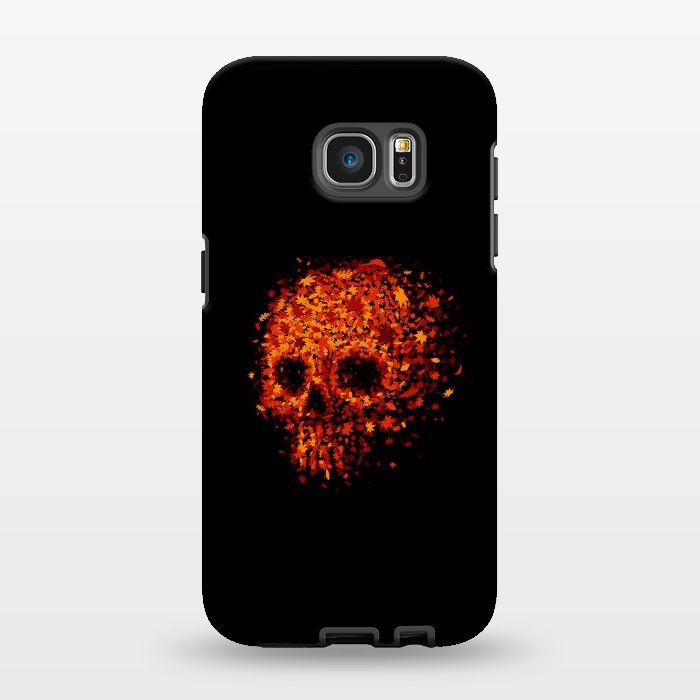 Galaxy S7 EDGE StrongFit Autumn Skull - Fall Leaves by Vó Maria