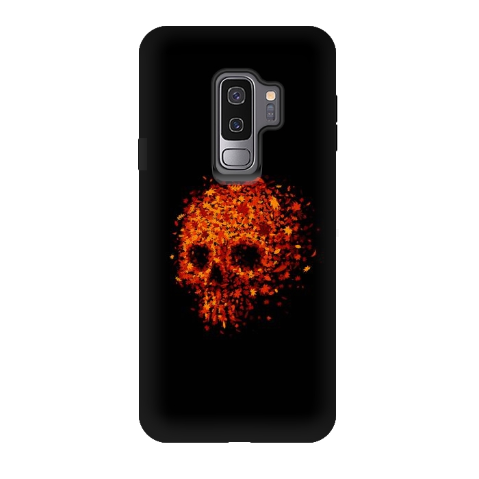 Galaxy S9 plus StrongFit Autumn Skull - Fall Leaves by Vó Maria