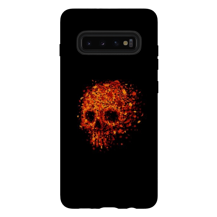Galaxy S10 plus StrongFit Autumn Skull - Fall Leaves by Vó Maria