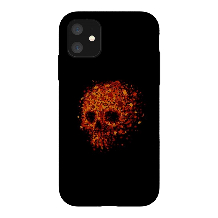 iPhone 11 StrongFit Autumn Skull - Fall Leaves by Vó Maria