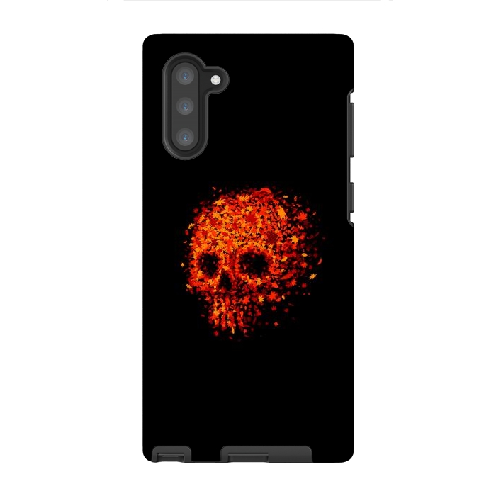 Galaxy Note 10 StrongFit Autumn Skull - Fall Leaves by Vó Maria