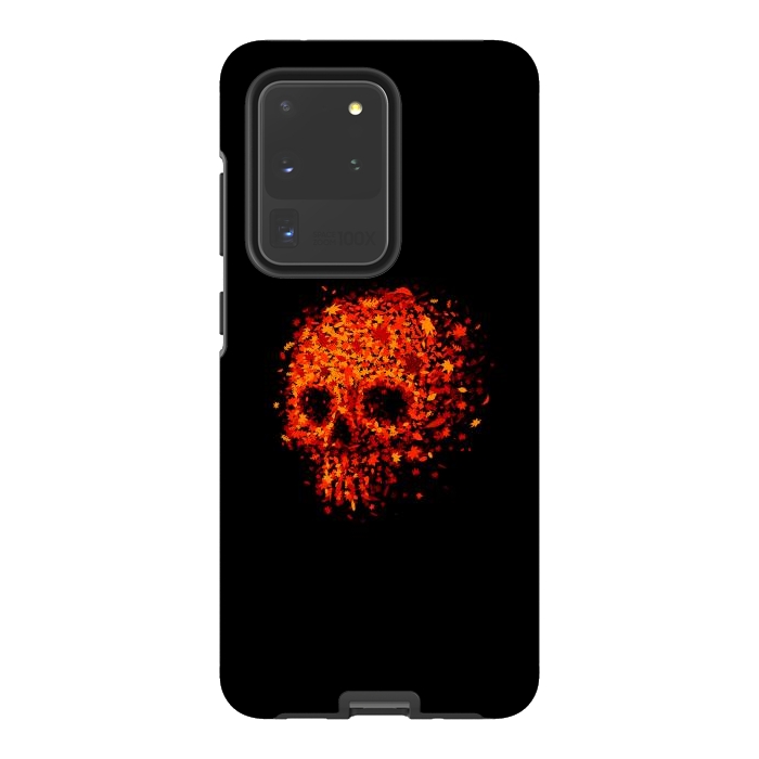 Galaxy S20 Ultra StrongFit Autumn Skull - Fall Leaves by Vó Maria