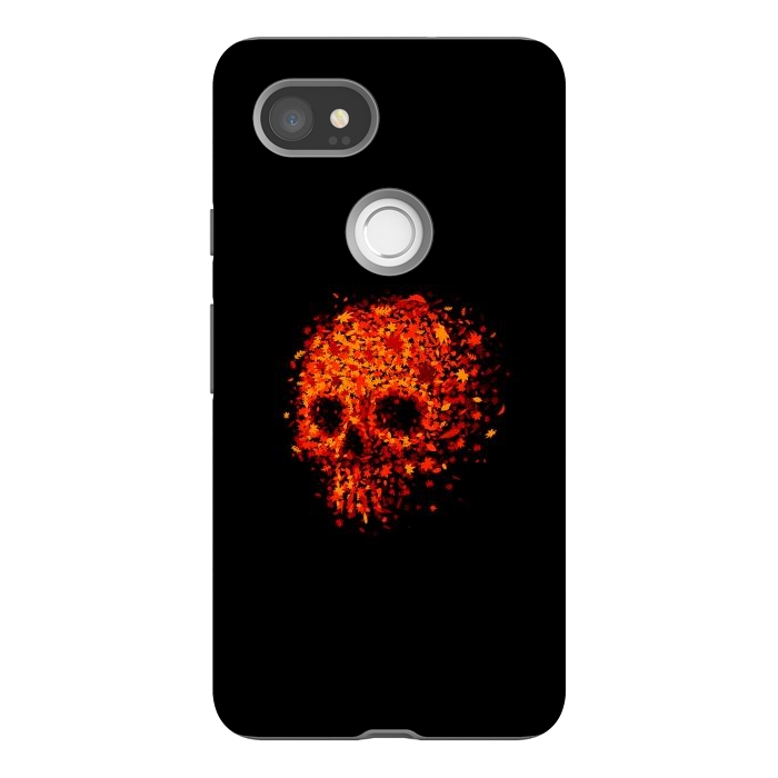 Pixel 2XL StrongFit Autumn Skull - Fall Leaves by Vó Maria
