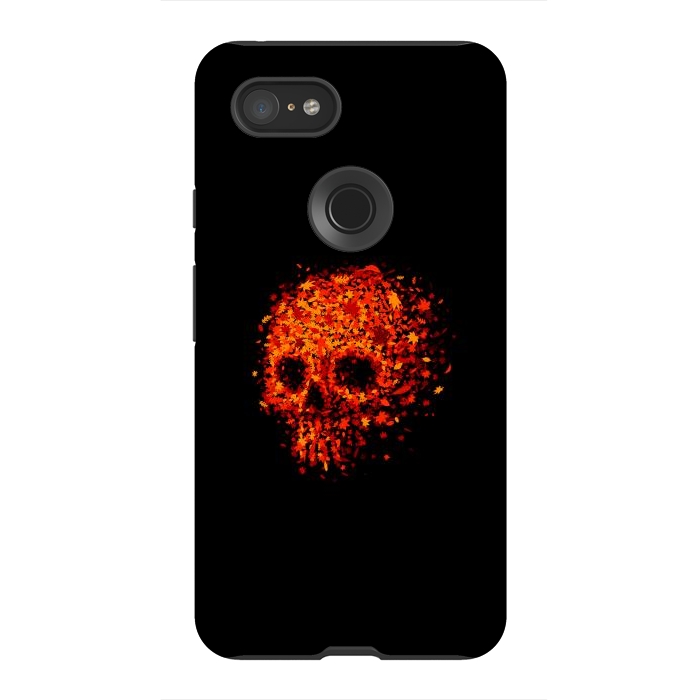 Pixel 3XL StrongFit Autumn Skull - Fall Leaves by Vó Maria