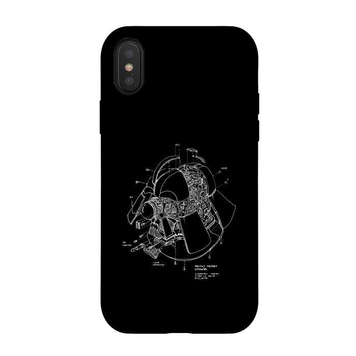 iPhone Xs / X StrongFit Darth Vader Helmet Blueprint by Vó Maria