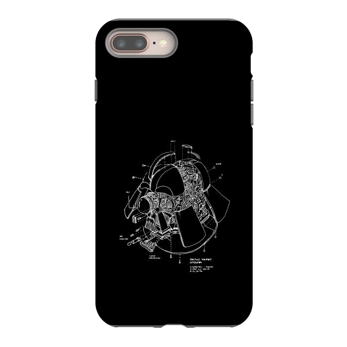 iPhone 8 plus StrongFit Darth Vader Helmet Blueprint by Vó Maria