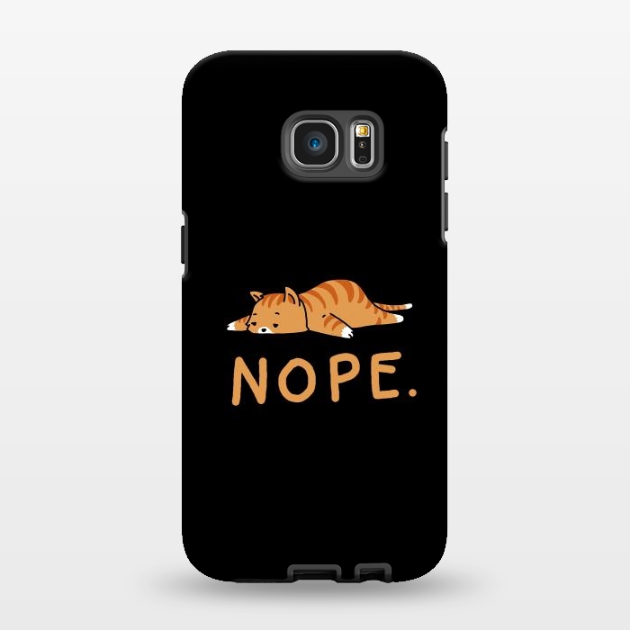 Galaxy S7 EDGE StrongFit Nope Lazy Cat Caramel  by Vó Maria