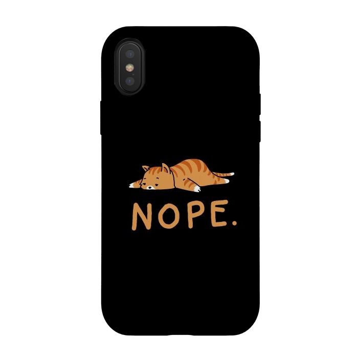 iPhone Xs / X StrongFit Nope Lazy Cat Caramel  by Vó Maria