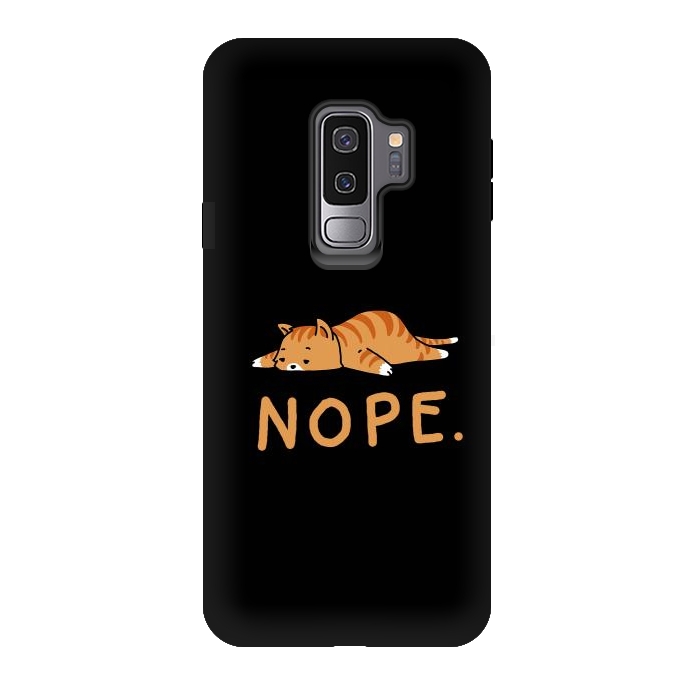 Galaxy S9 plus StrongFit Nope Lazy Cat Caramel  by Vó Maria