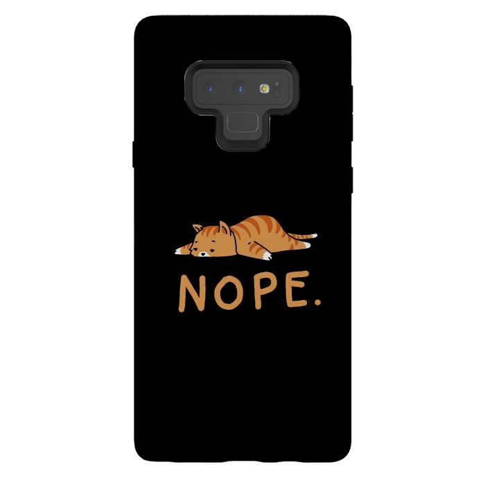 Galaxy Note 9 StrongFit Nope Lazy Cat Caramel  by Vó Maria