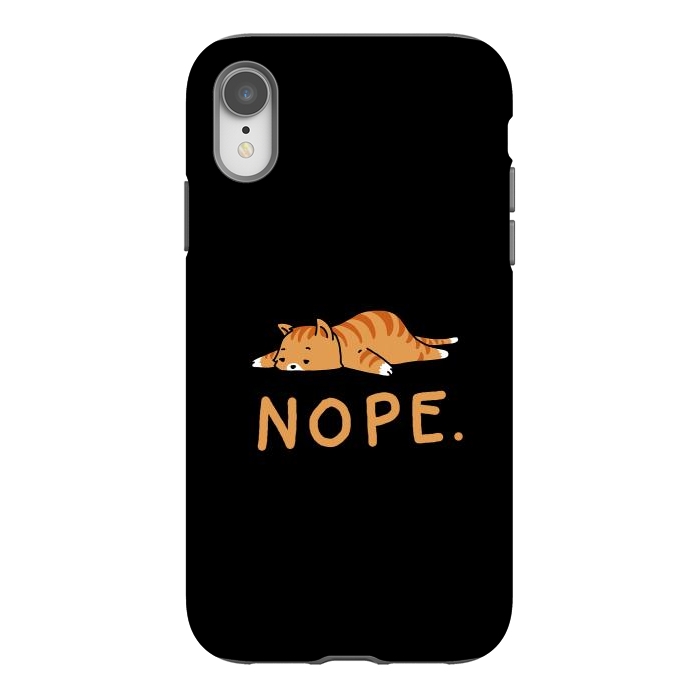 iPhone Xr StrongFit Nope Lazy Cat Caramel  by Vó Maria