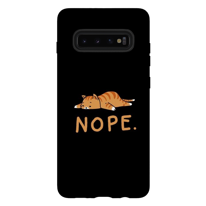 Galaxy S10 plus StrongFit Nope Lazy Cat Caramel  by Vó Maria
