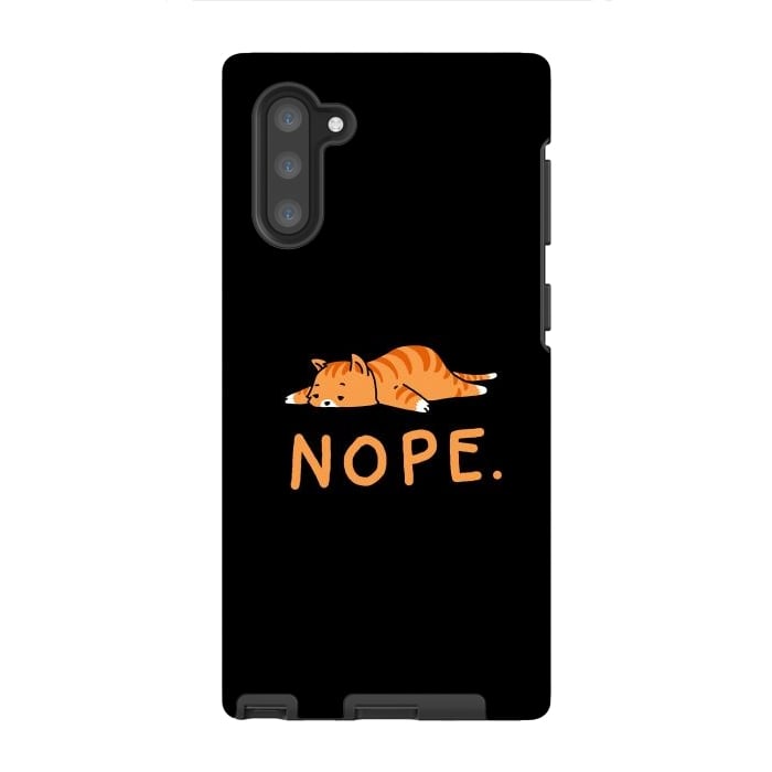 Galaxy Note 10 StrongFit Nope Lazy Cat Caramel  by Vó Maria