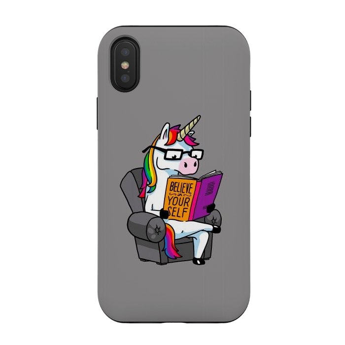 iPhone Xs / X StrongFit Unicorn Believe Yourself Self Affirmation Book Vol 1 by Vó Maria