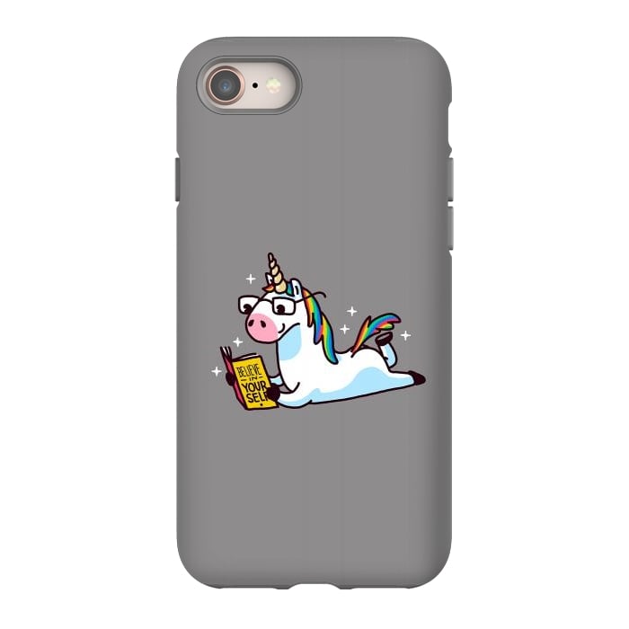 iPhone 8 StrongFit Unicorn Reading Book Believe in Yourself Floor by Vó Maria