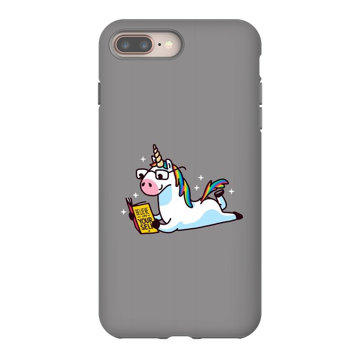 iPhone 8 plus StrongFit Unicorn Reading Book Believe in Yourself Floor by Vó Maria
