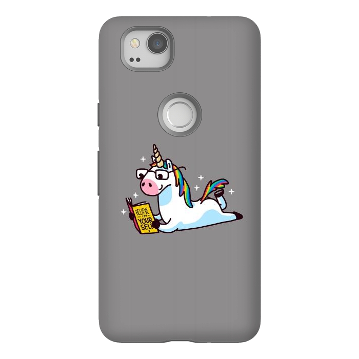 Pixel 2 StrongFit Unicorn Reading Book Believe in Yourself Floor by Vó Maria