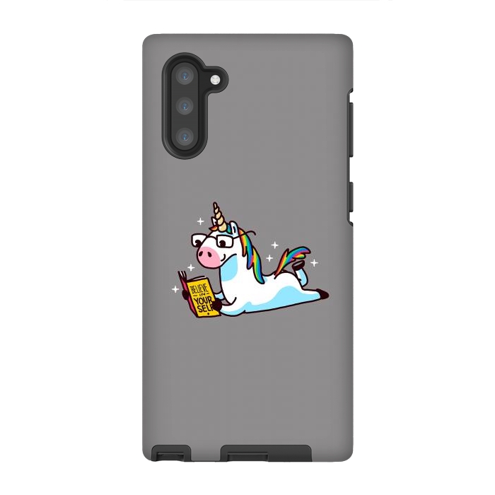 Galaxy Note 10 StrongFit Unicorn Reading Book Believe in Yourself Floor by Vó Maria