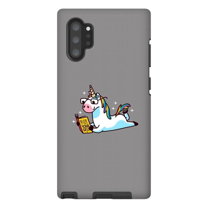 Galaxy Note 10 plus StrongFit Unicorn Reading Book Believe in Yourself Floor by Vó Maria