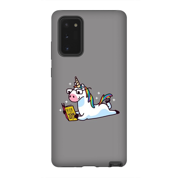 Galaxy Note 20 StrongFit Unicorn Reading Book Believe in Yourself Floor by Vó Maria