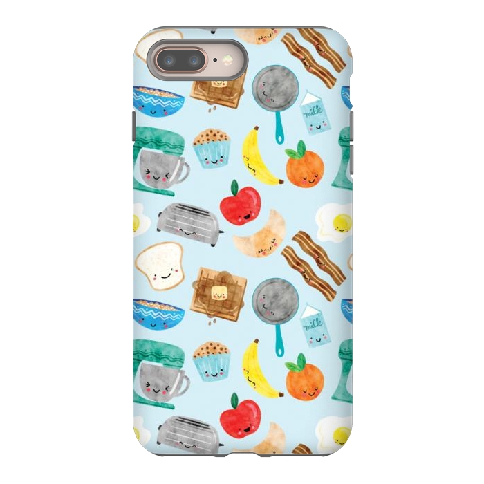 iPhone 7 plus StrongFit Happy and Cute Breakfast Foods by Noonday Design